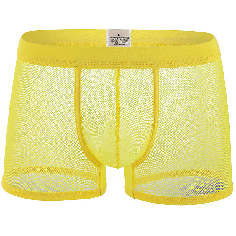 Sous-vêtements pour hommes Mesh Mesh Respirant Boxers Low Waist Transparent Boxers Youth Cool Short