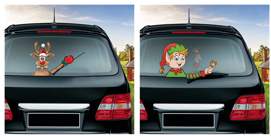 Populaire essuie-glace Santa Claus autocollant peut enlever la voiture arrière essuie-glace Sticker Car Sti