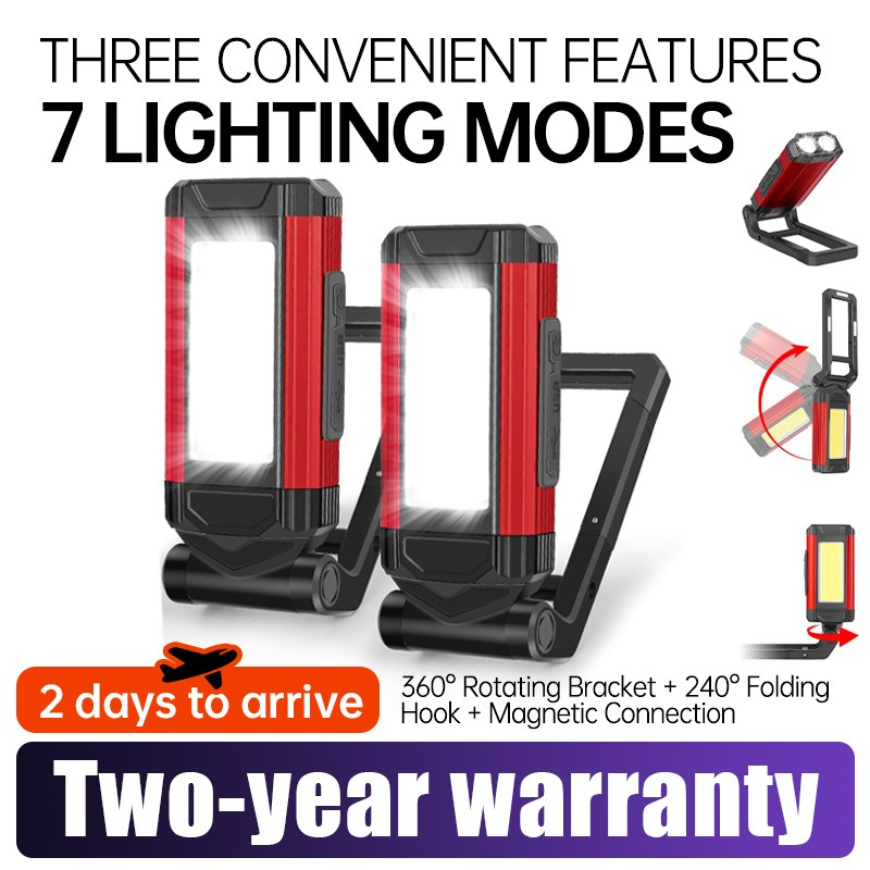 Lumière de travail magnétique Lampe de poche rechargeable Lampe de travail portable LED 7 Modes de lampe de poche Wit