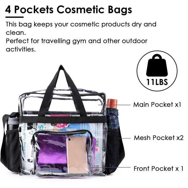 Clear Crossbody Bag Stadium approuvé Sac à épaule transparent clair
