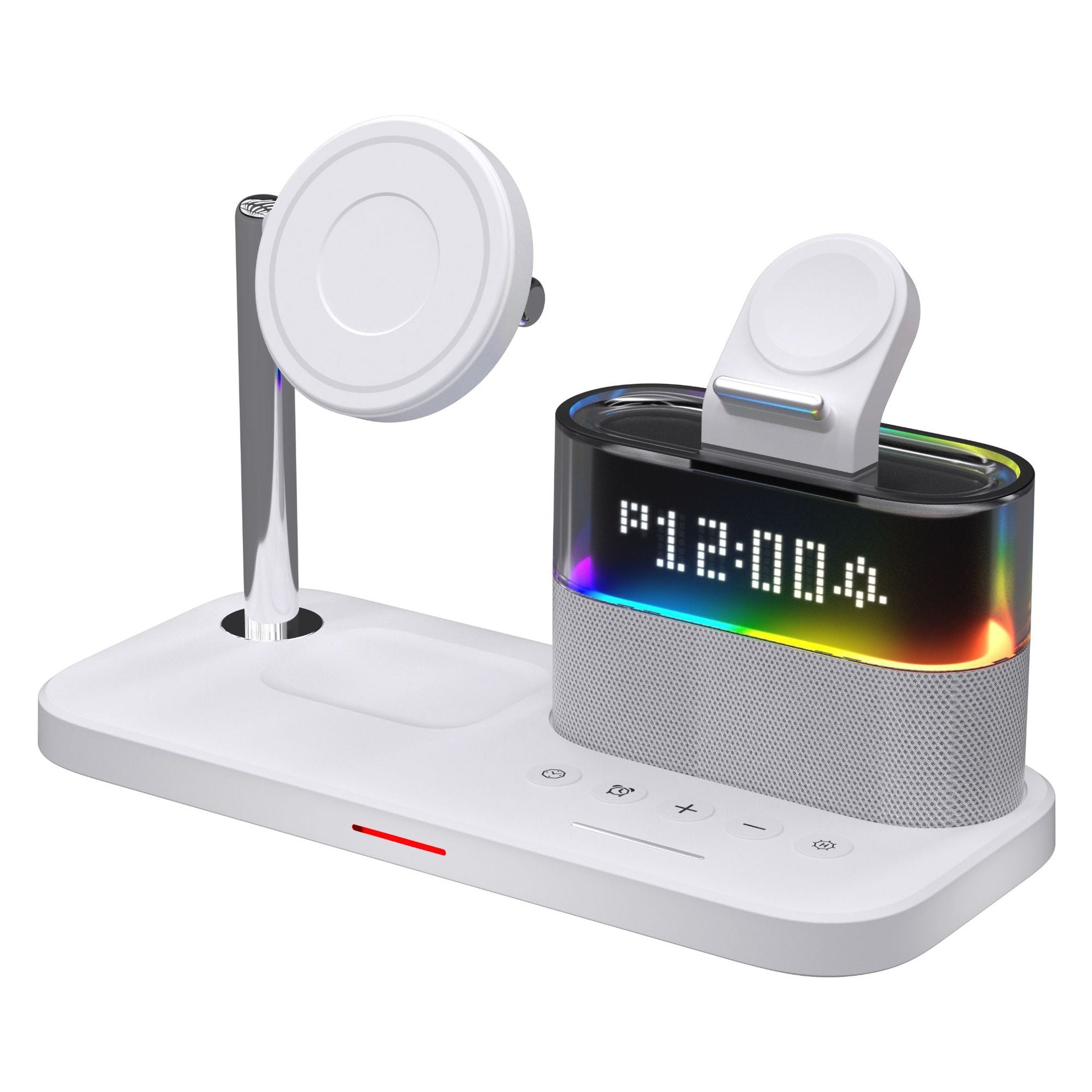 Chargeur magnétique de petite lampe de nuit sans fil avec réveil Trois en un