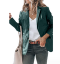 Lapel Single Breasted Solid Color PU Cuir Manteau Femme