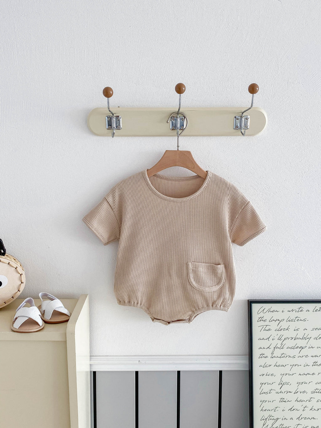Bébés Simple et confortable Waffle-knit à manches courtes Onesie
