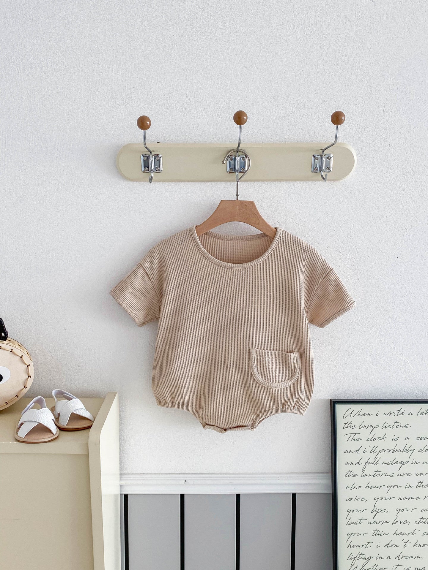 Bébés Simple et confortable Waffle-knit à manches courtes Onesie