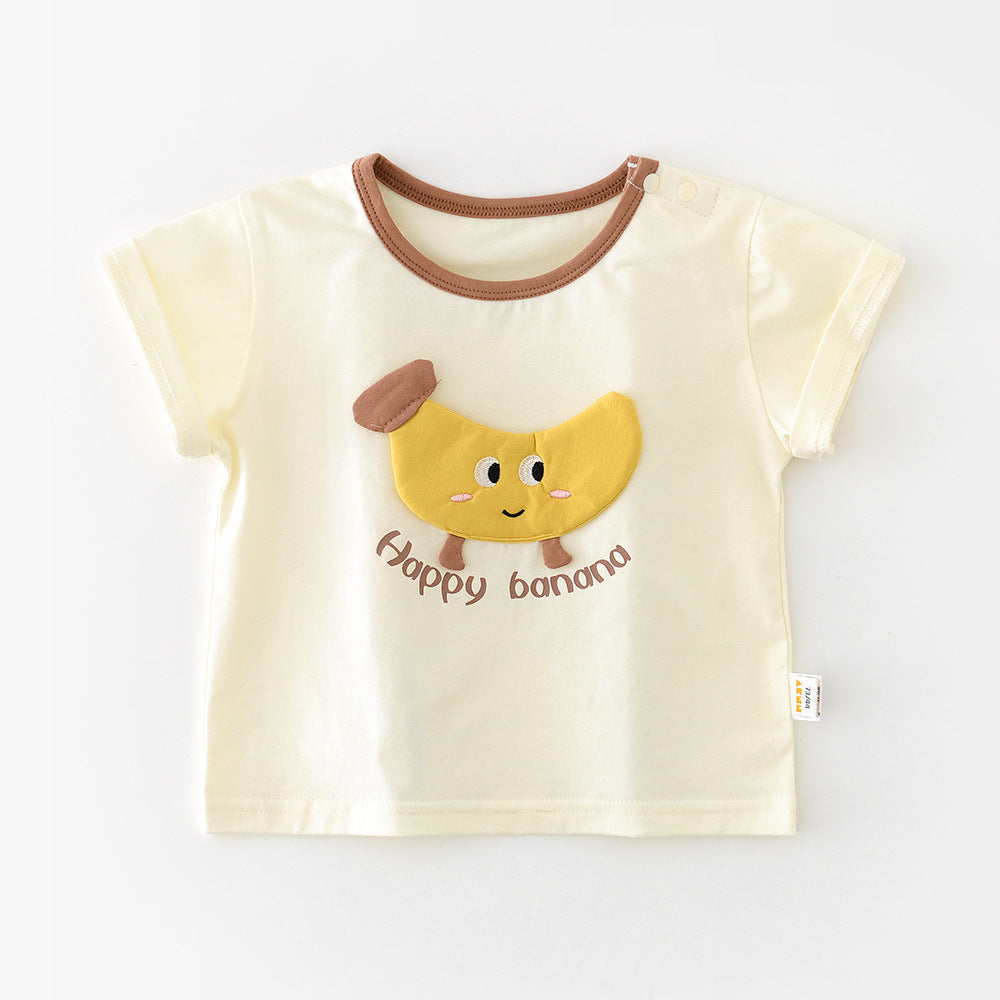 Bébé Cartoon d'été Banana rond Col manches courtes Haut