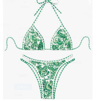Ensemble de bikini de porcelaine bleu et blanc