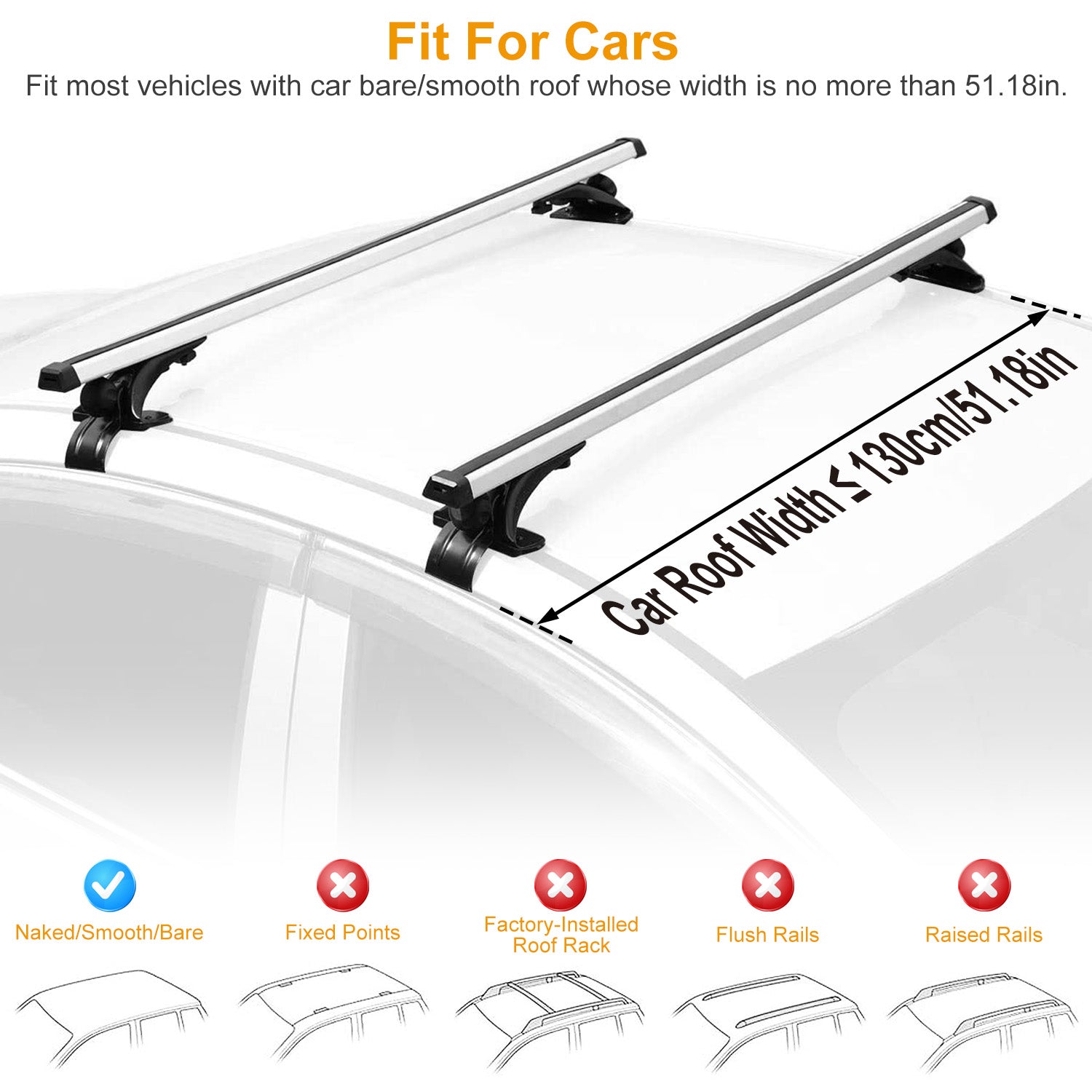 47.24dans Universal Top Roof Rack Cross Bar Cargo Cargo Aluminium Crossbar rack avec 165LBS