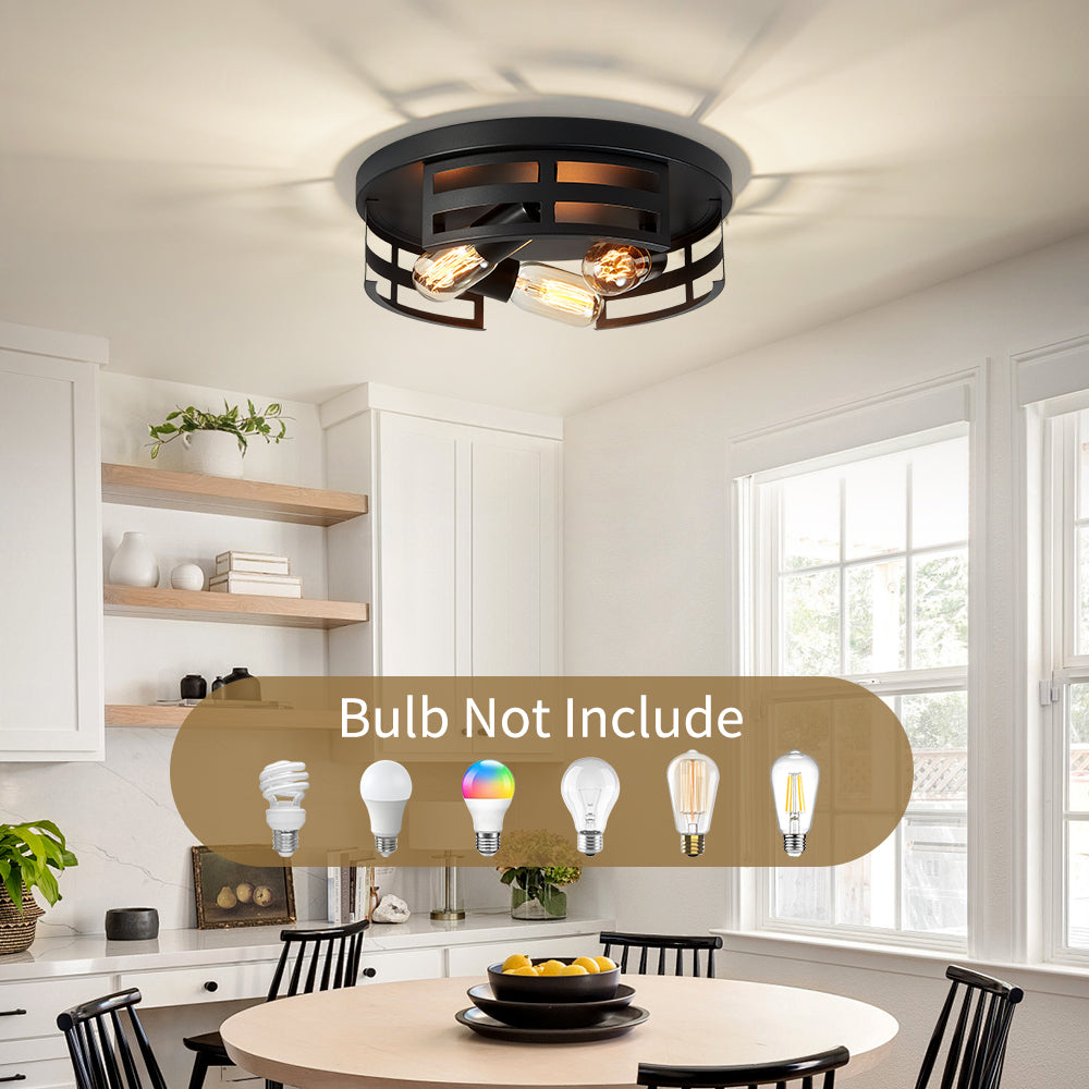 2-Light Black Flush Mount Ceiling Light