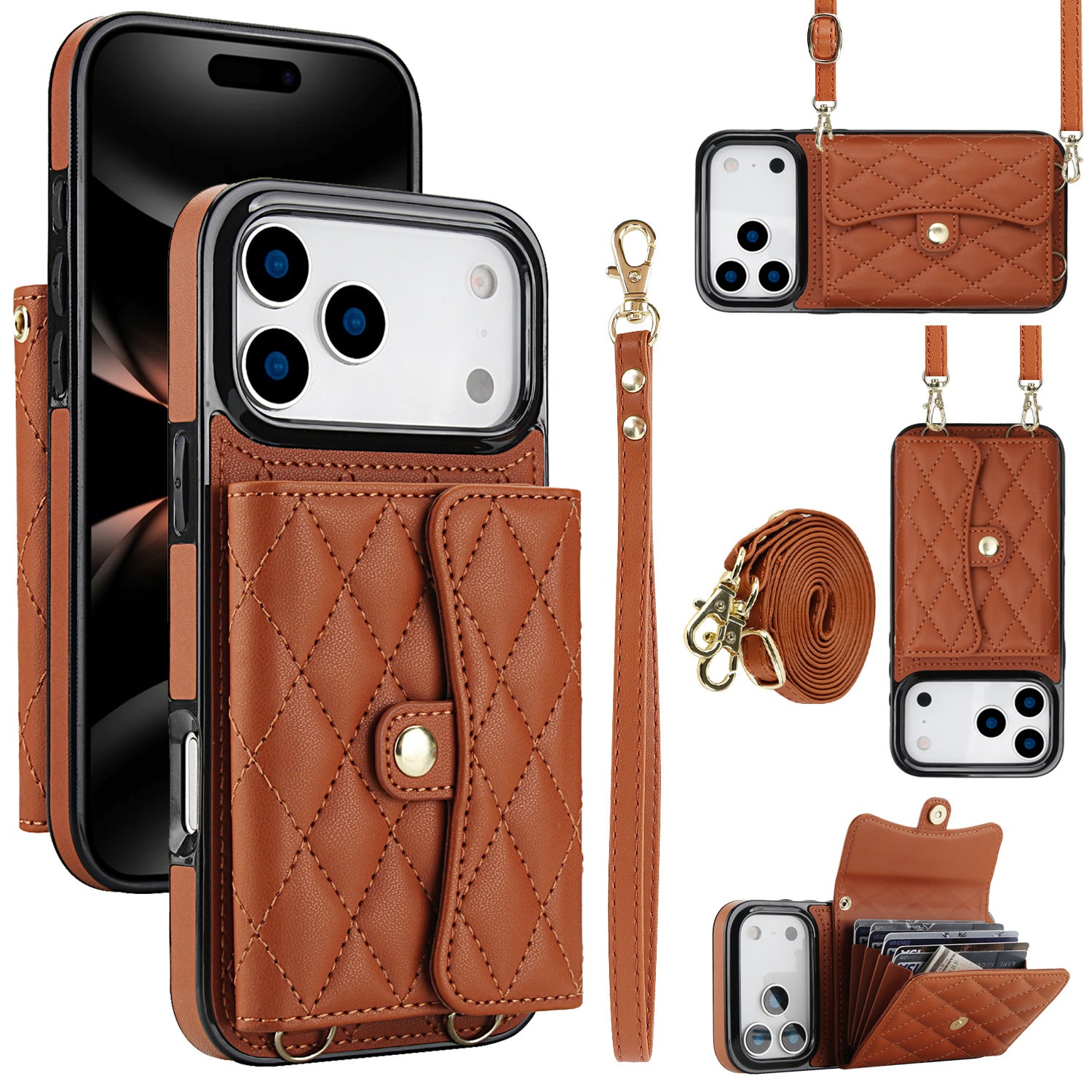 Coque de téléphone Protection en cuir Couvre-corps bandoulière Style Chanel