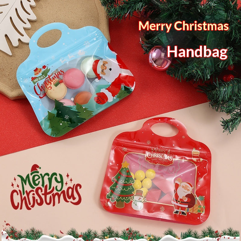 Caricature Noël Self-scelling Transparent Cute Santa Claus Snack Sac