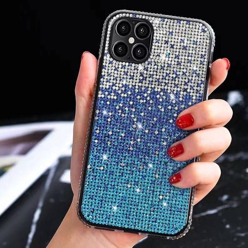 Gradient Edge Diamond Case Téléphone Starry Sky Strass