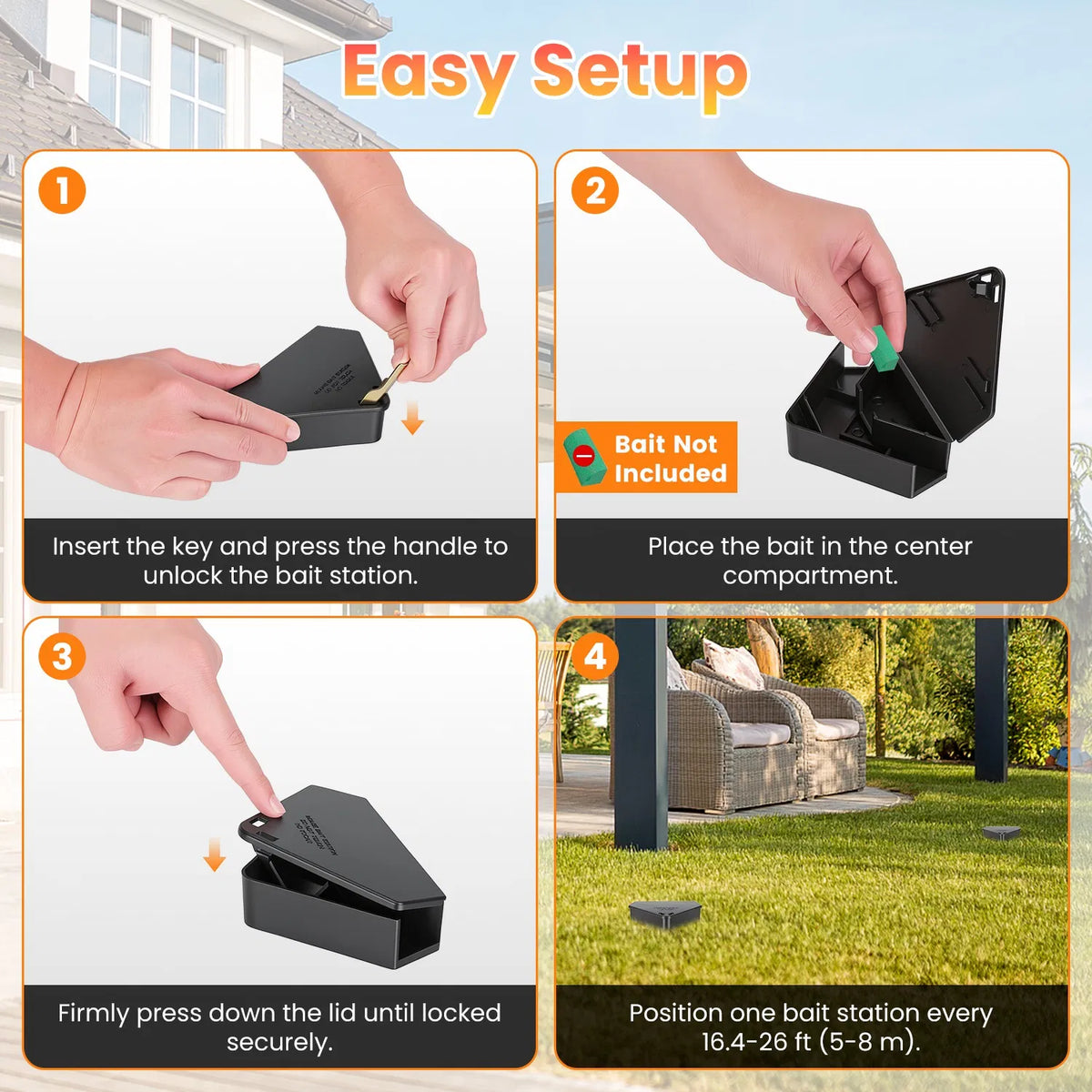 6 packs station d'appâts de souris avec clés résistant aux tambours intérieur extérieur boîte d'appâts Reus