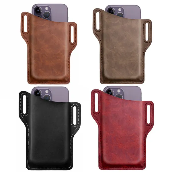 Hommes Ceinture de téléphone cellulaire Pack sac boucle Holster pochette étui en cuir