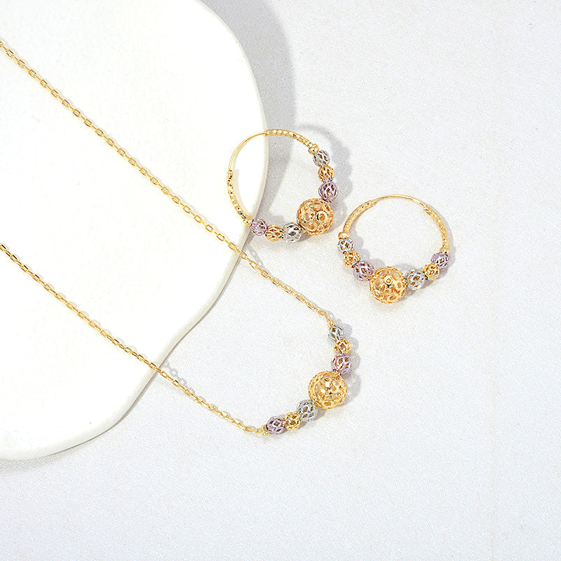 Boucles d'oreilles et colliers de perles rondes multicolores