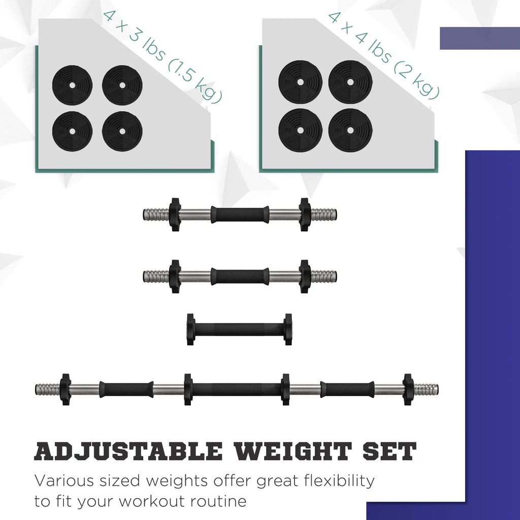 33LBS 2-en-1 Réglable Barbell & Dumbbells Set
