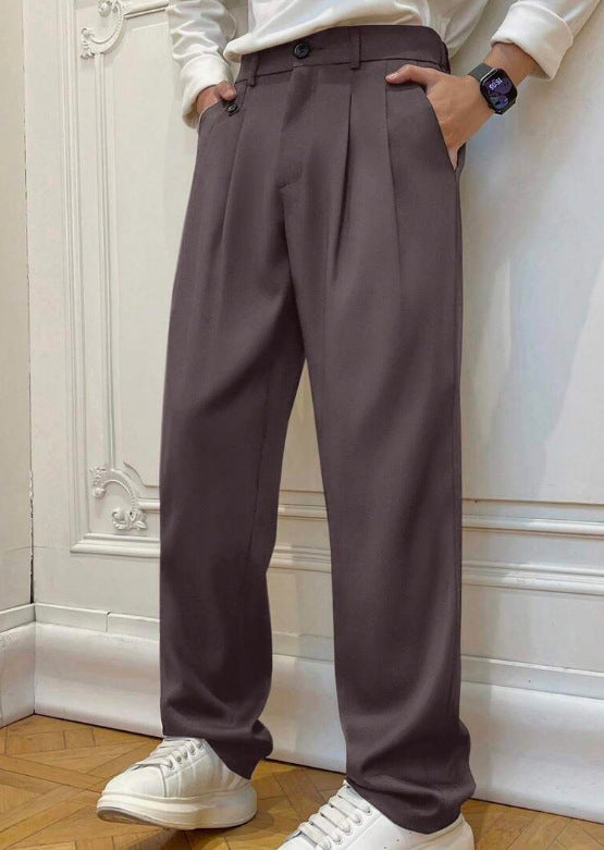 Pantalon de costume polyvalent de couleur solide pour homme