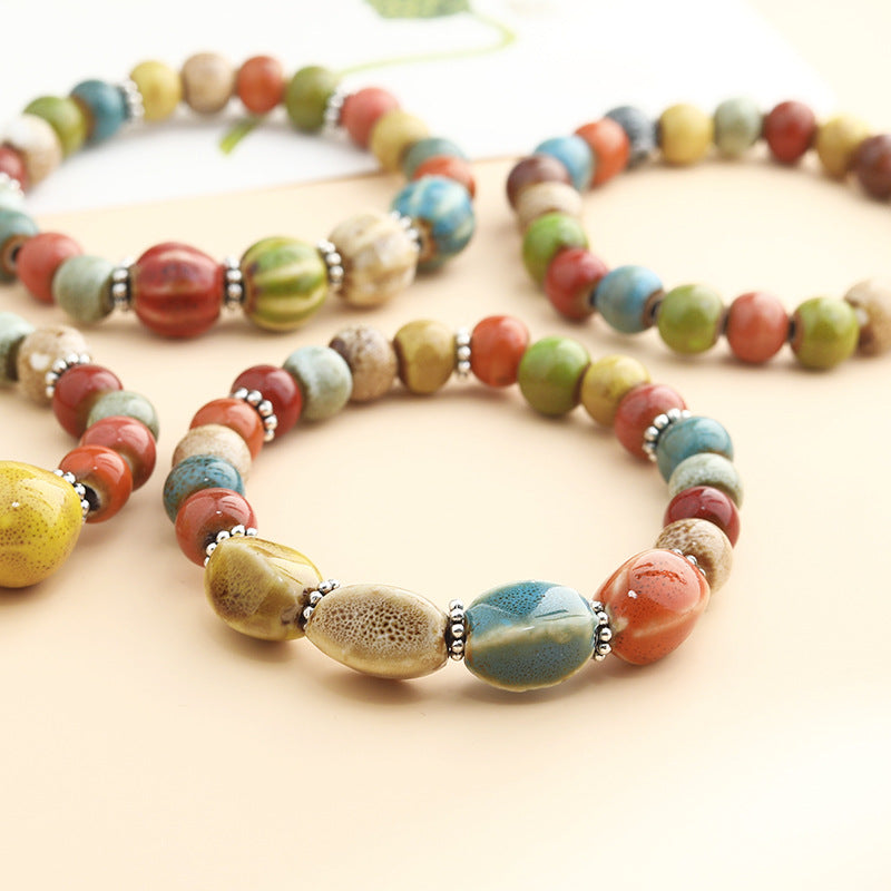 Rétro Scenery Dezhou Ceramic Bracelet Student Literary Ethnic Style National Tendance Perlée