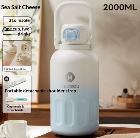 Bouteille d'eau de paille de grande capacité avec isolation