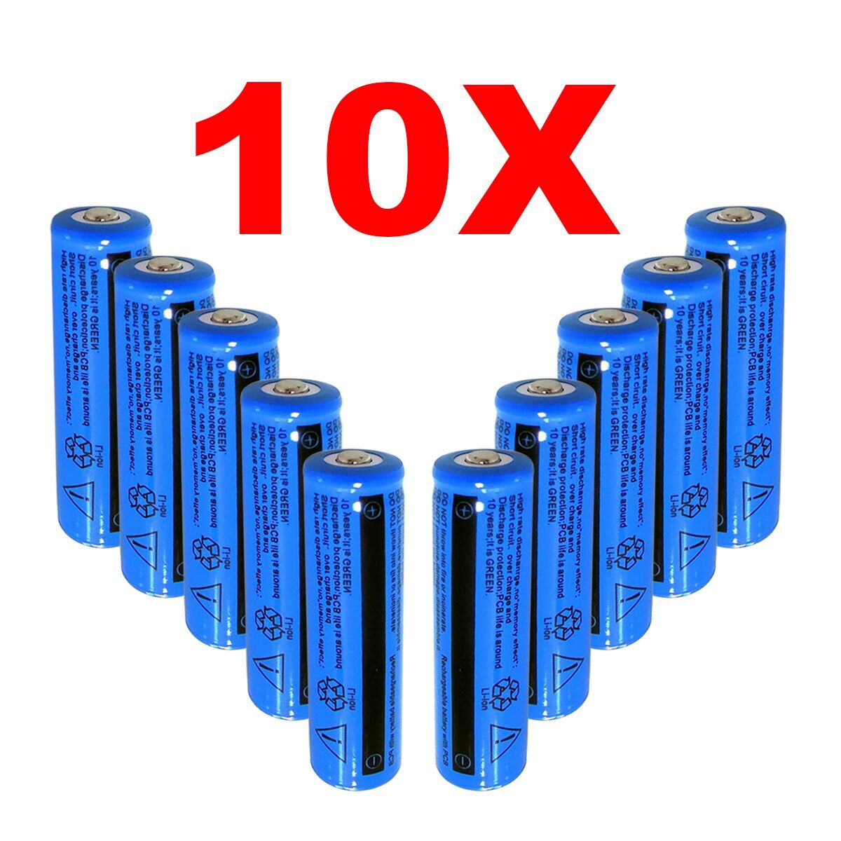 Batterie Lithium 10Pcs 18650 3.7V Li-ion rechargeable 3000mAh Batteries pour flashlig de torche