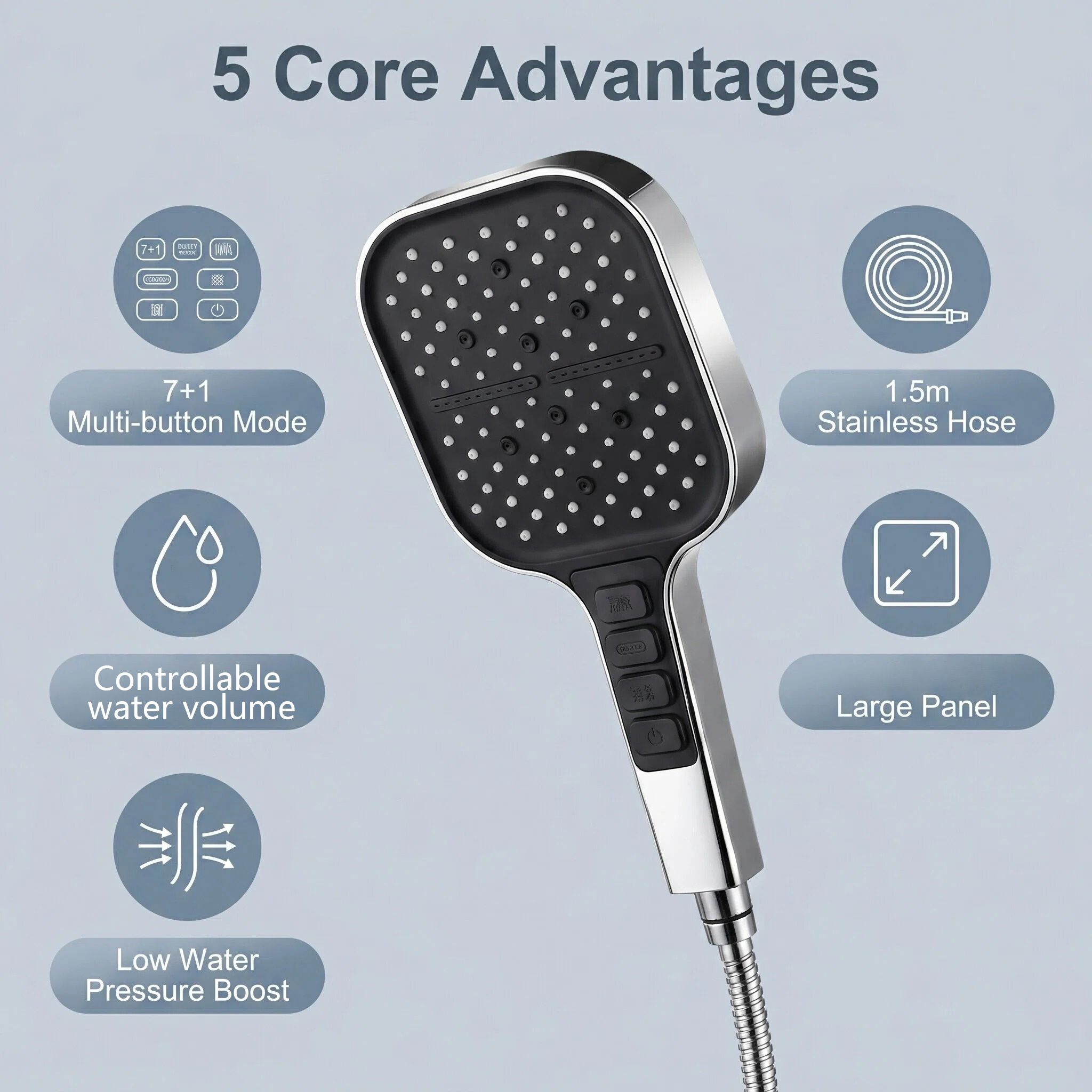 Tête de douche portable avec modes multiples et Combo à 4 boutons