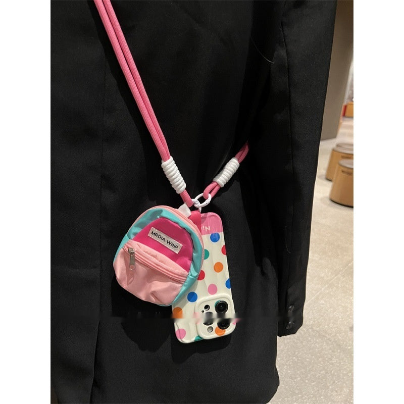 Couleur Polka Dot Petit sac à livres Cas de téléphone transportant Strap Crossbody