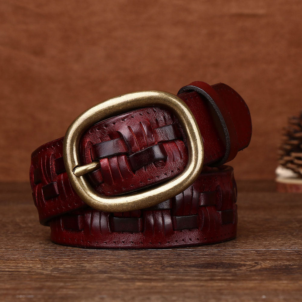 Ceinture en cuir de vache tissée à la main pour hommes