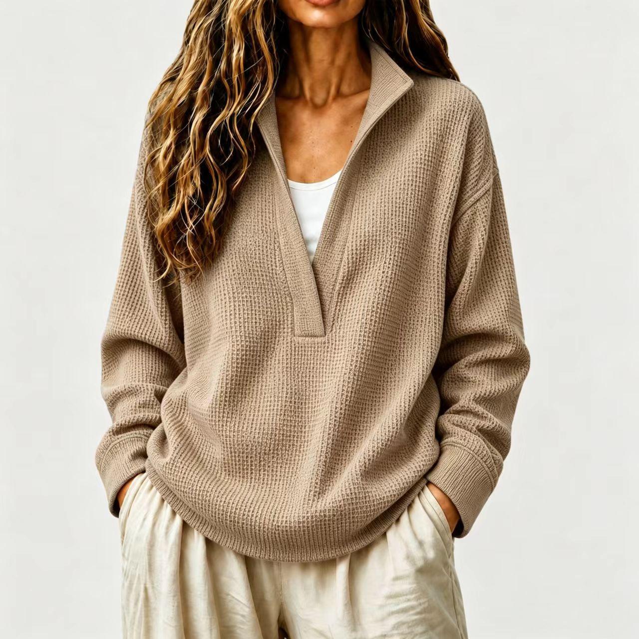 Femmes Solide-couleur manches longues Casual-fitting Top