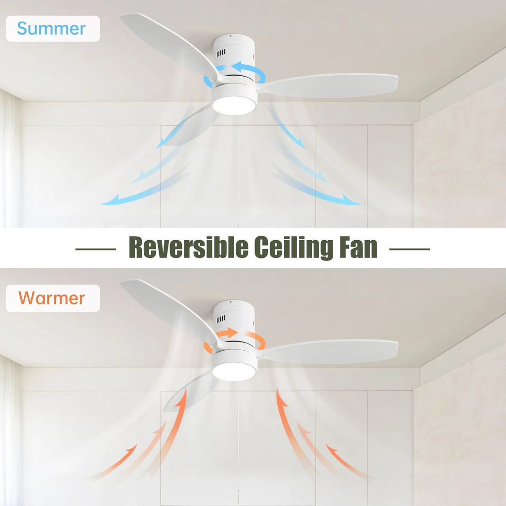 Ventilateur de plafond intérieur extérieur de 52 pouces Lame de ventilateur en bois massif Moteur réversible sans bruit