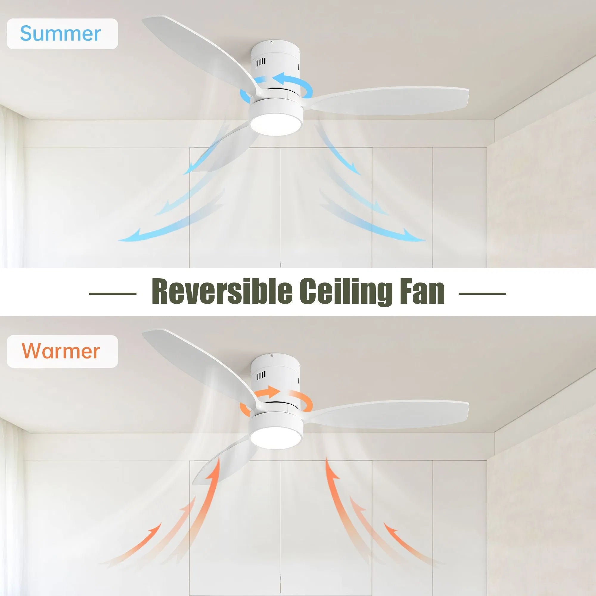 Ventilateur de plafond intérieur extérieur de 52 pouces Lame de ventilateur en bois massif Moteur réversible sans bruit