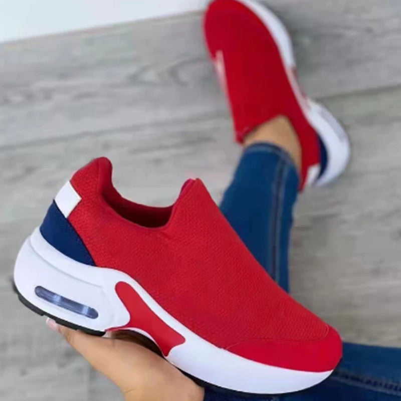 Fashion féminine Stretch Round Toe Knit Sneakers