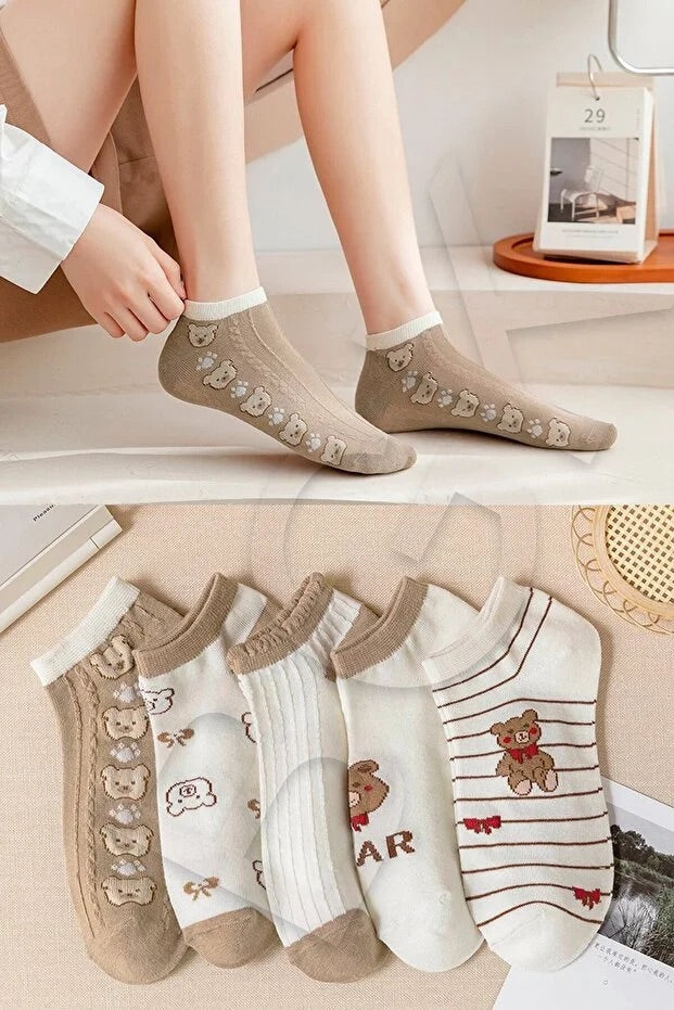5 paires de femmes modèles chaussettes courtes doux confortable utilisation quotidienne