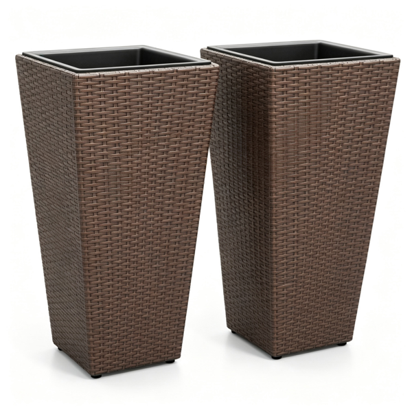 Ensemble de 2 plants de rotin avec pots intérieurs amovibles