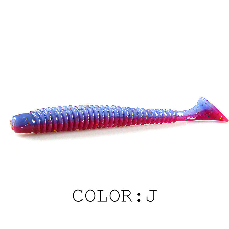 Luya Soft Fish Bait Thread T Tail Double Couleur avec sel