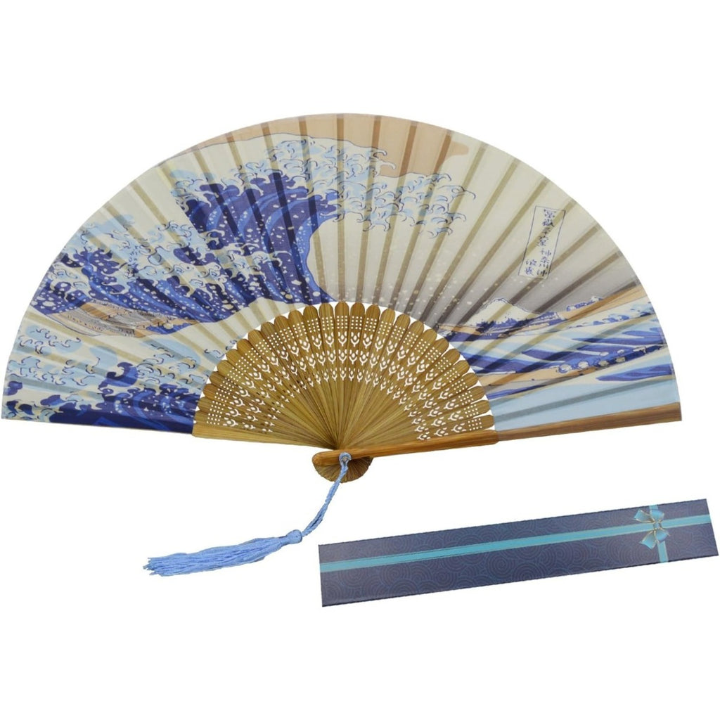 Japanese folding fan with a wave pattern