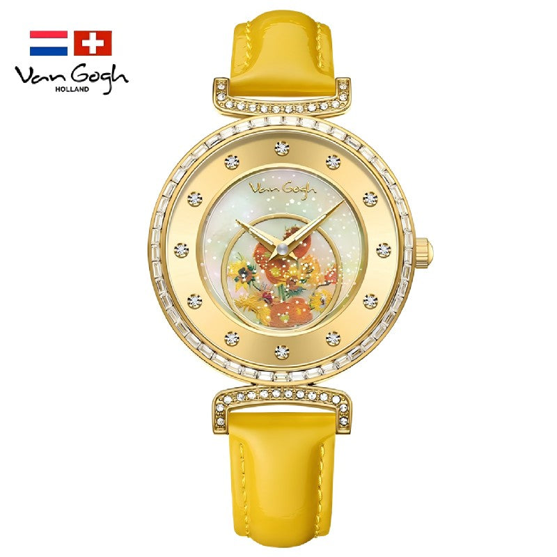 VAN GOGH Geneva Series Petites secondes Bracelet en cuir à la main Montres pour femmes