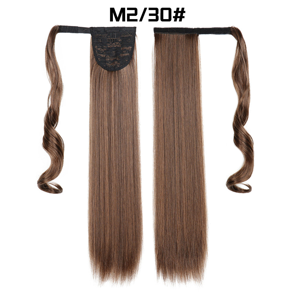 European And American Long Straight Cheveux Velcro Ponytail