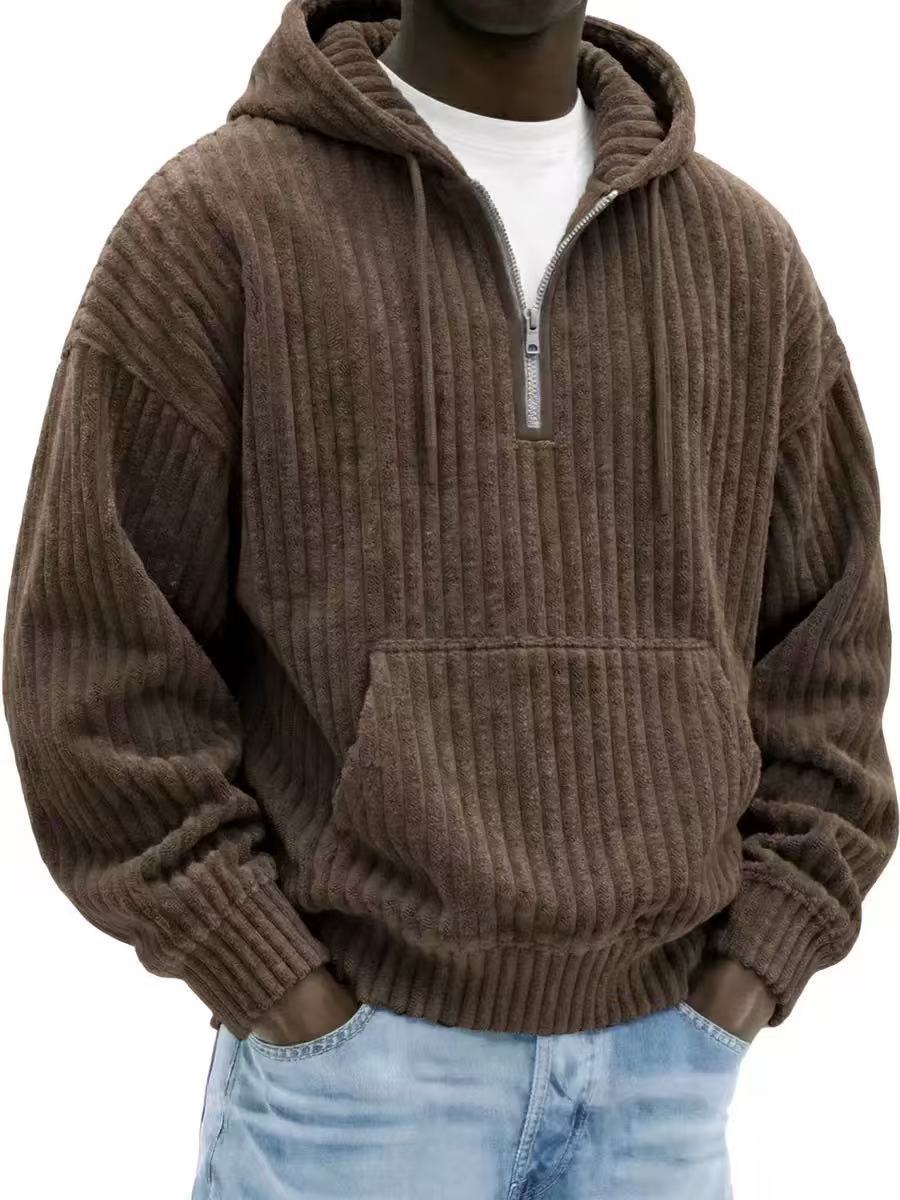 Coq à capuche pour hommes Corduroy en couleur solide