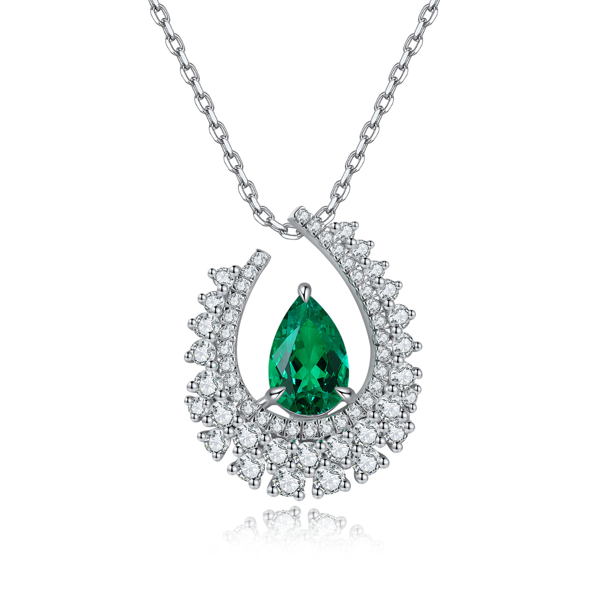 S925 Collier de pierre gemme en argent 4g créé en laboratoire