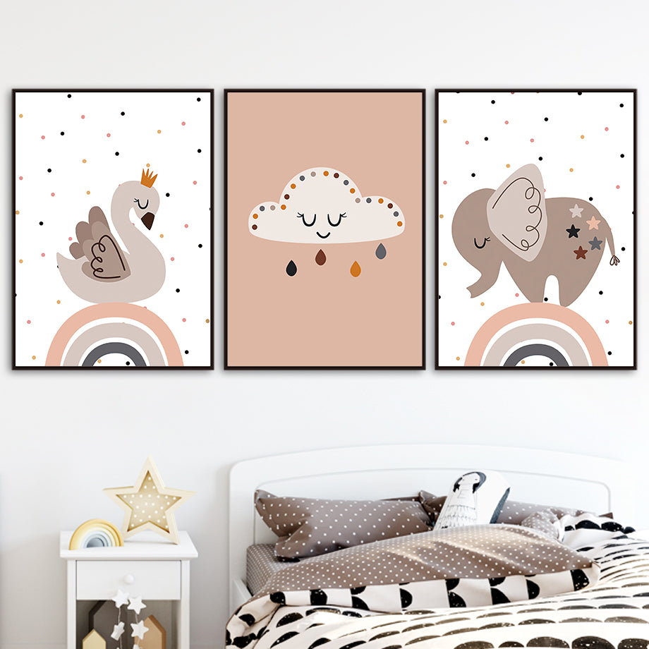 Décoration de la chambre des enfants Affiche de dessin animé et peinture sur toile d'art