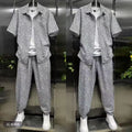 Men's striped shirt and casual pants set