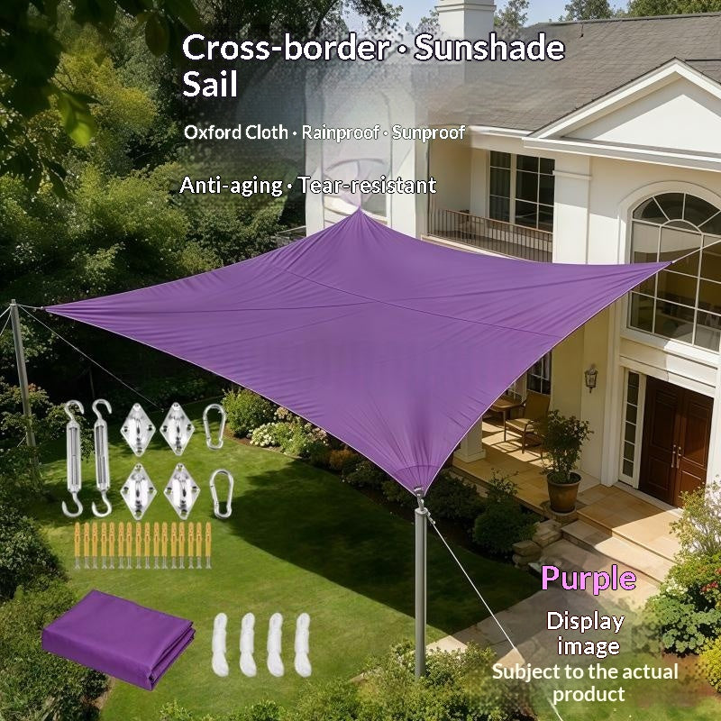 Voile d'ombre solaire à quatre corners avec accessoires pour cour extérieure et utilisation commerciale