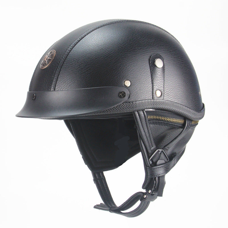 Rétro Casque personnalisé demi pédale moto American Cruise Casque en cuir fait main