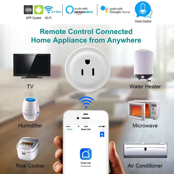 Wi-Fi Smart Plug Outlet sans fil Smart Socket App Remote Voice Control Timer Alexa Google U