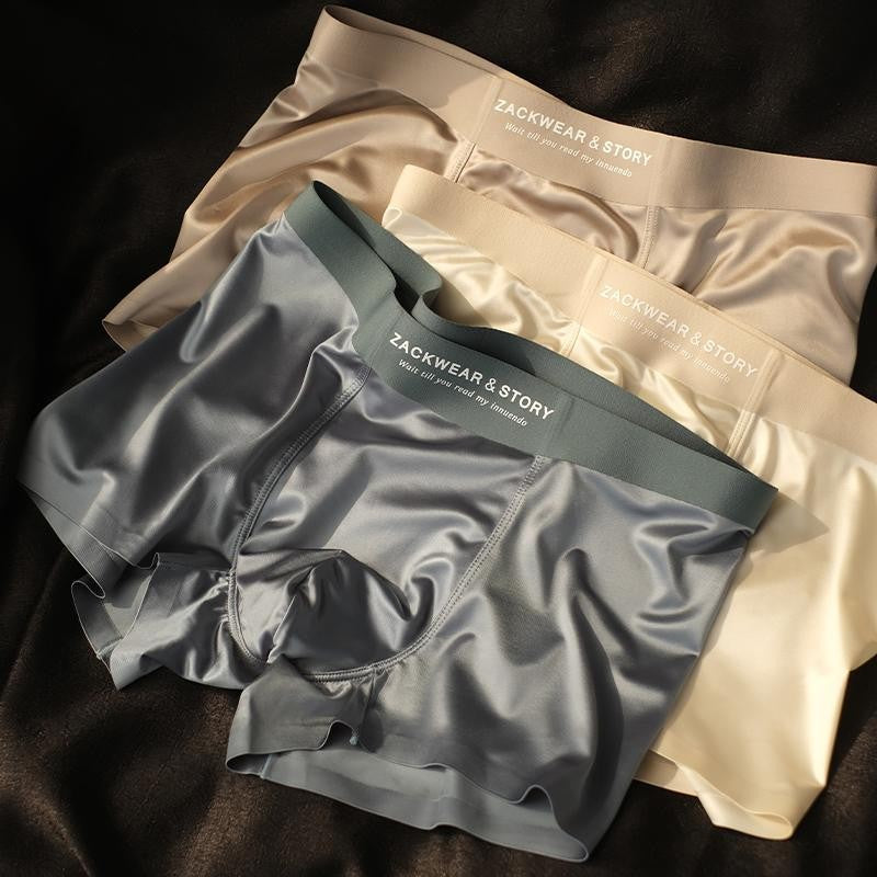 Sous-vêtements en soie de glace pour hommes de luxe Satin Light