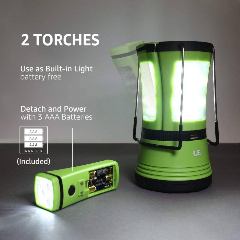 3 En 1 Camping Lantern avec 2 torches amovibles