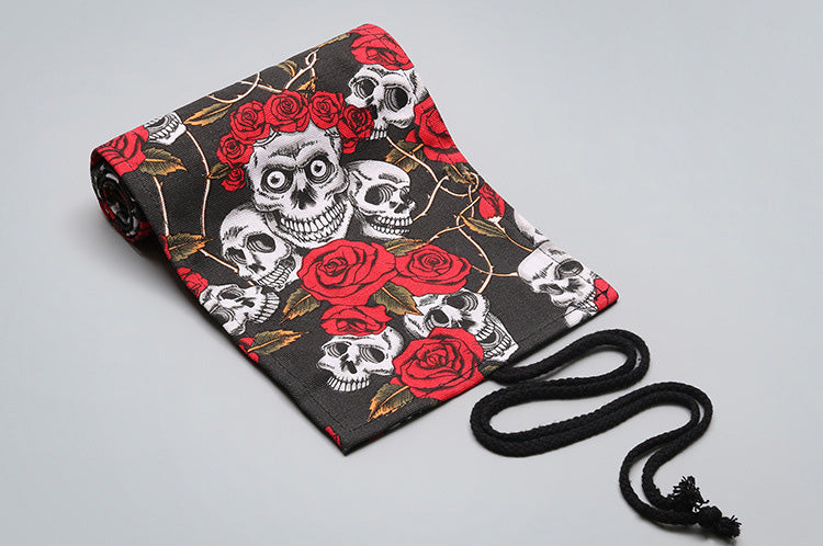Toile Pencil Wrap Roll Up Pencil Case Porte-stylo Sac de rangement Pouch Print with Custom Desi