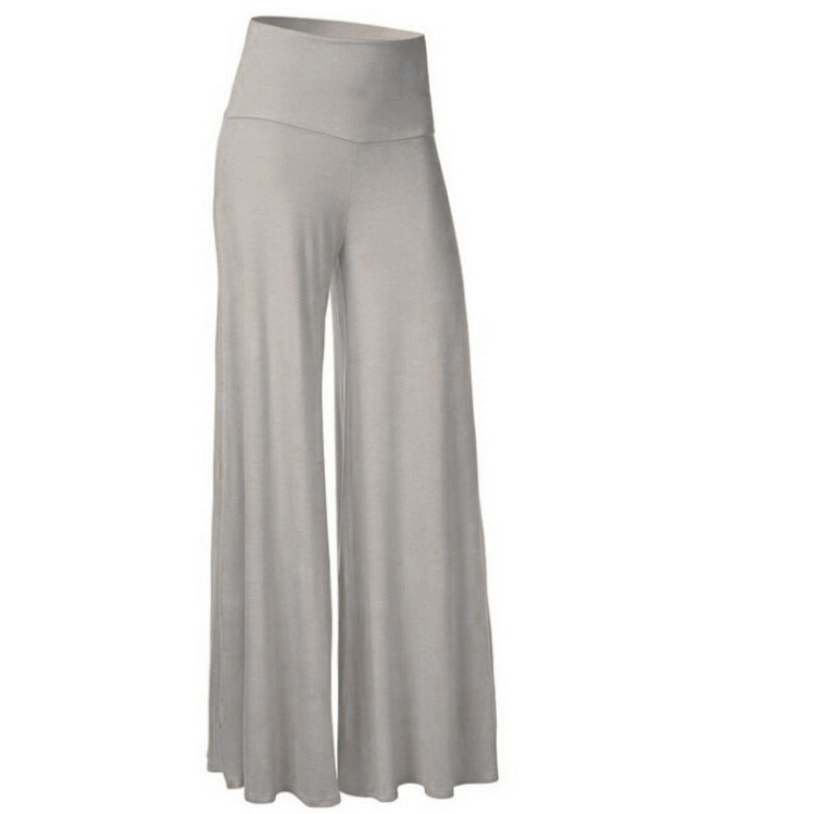 Pantoufles en soie de glace drapées à large leg Plus taille Yoga Long Pantalons Fitness Style