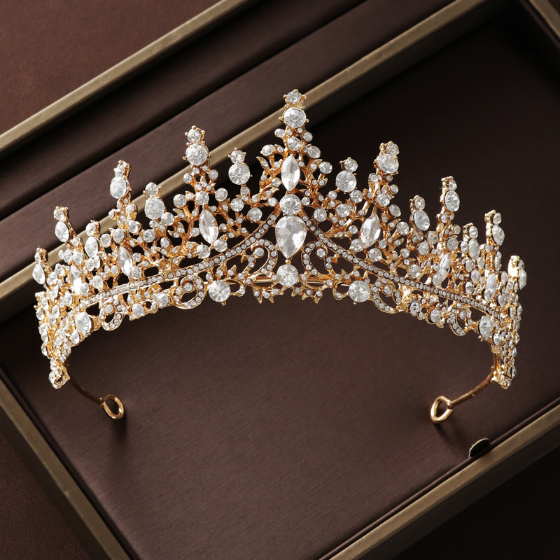 Boucles d'oreilles Crown Headdress Collier Champagne Gold Vintage