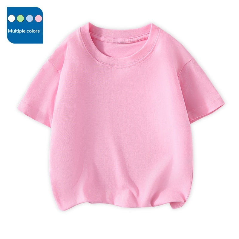T-Shirt à manches courtes pour enfants Col d'équipage Top polyvalent