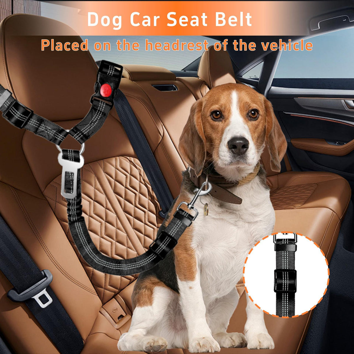 3Pcs Retractable Dog Siège de voiture ceinture réglable réflectif chien Harnais de sécurité pour voiture tête